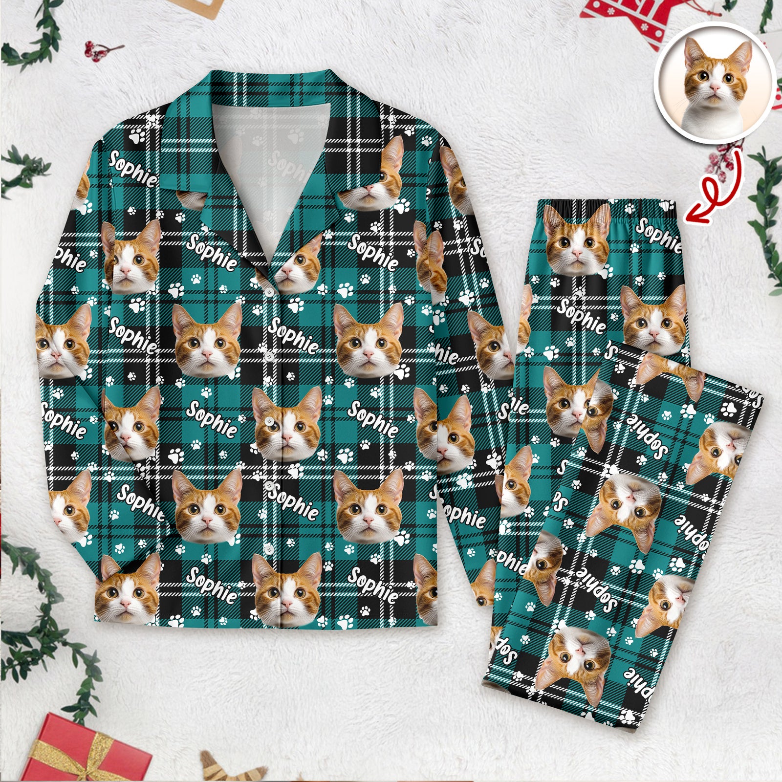 Custom Pet Face Name Christmas Pajamas Gift For Pet Lovers CH07 899950