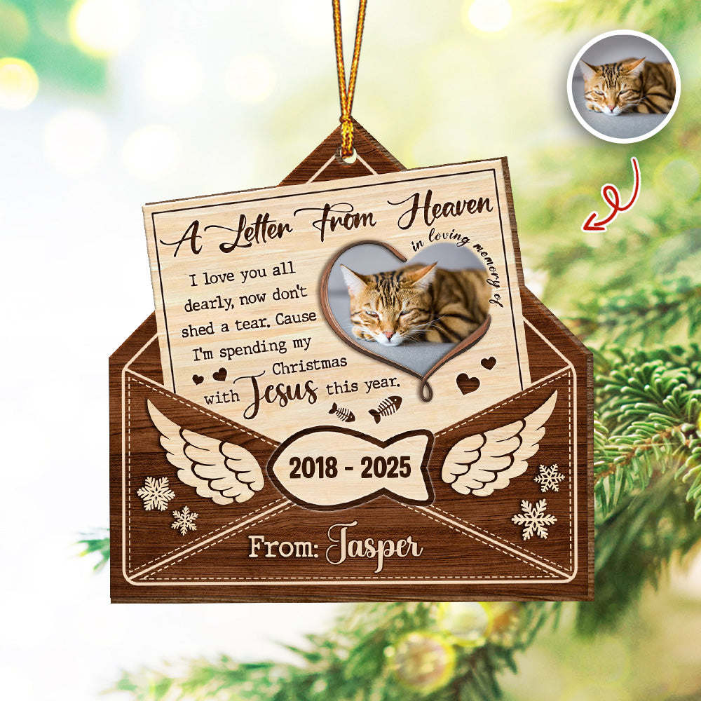 Custom Cat Photo A Letter From Heaven Sympathy Memorial Wooden Ornament LM32 895891