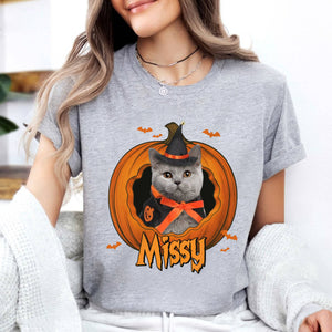 Custom Dog Cat Photo Halloween Pumpkin Bright Shirt HO82 894946