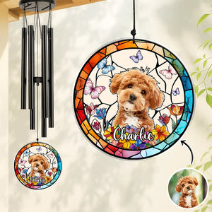 Custom Dog Photo With Flower Memorial Acrylic Wind Chimes For Dog Lovers HO82 894848