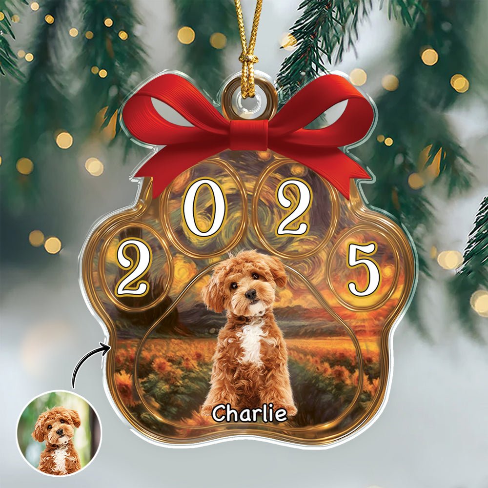 Custom Cute Dog Photo Van Gogh Christmas 2025 Acrylic Ornament LM32 895629