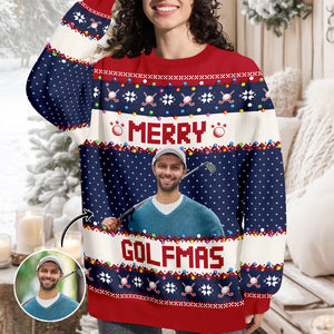 Custom Photo Merry Golfmas Gift For Golf Lovers Ugly Sweater HA75 897626