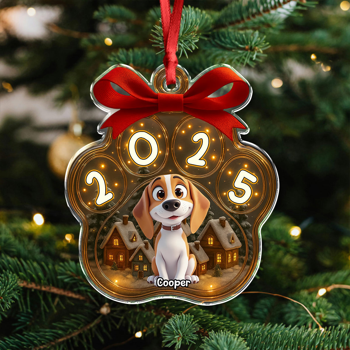 Personalized Cute Dog Paw Christmas Acrylic Ornament HA75 897570