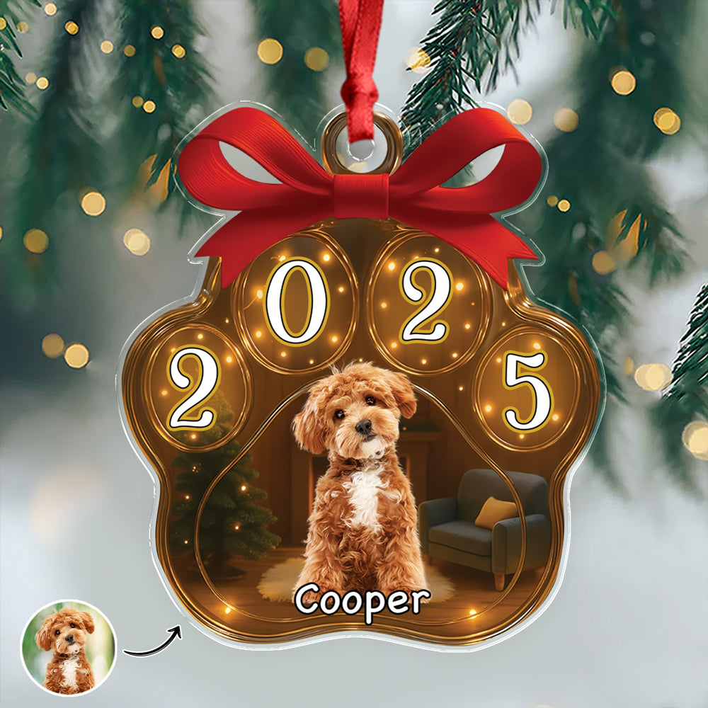Custom Dog Photo Christmas 2025 Acrylic Ornament Christmas HO82 894750