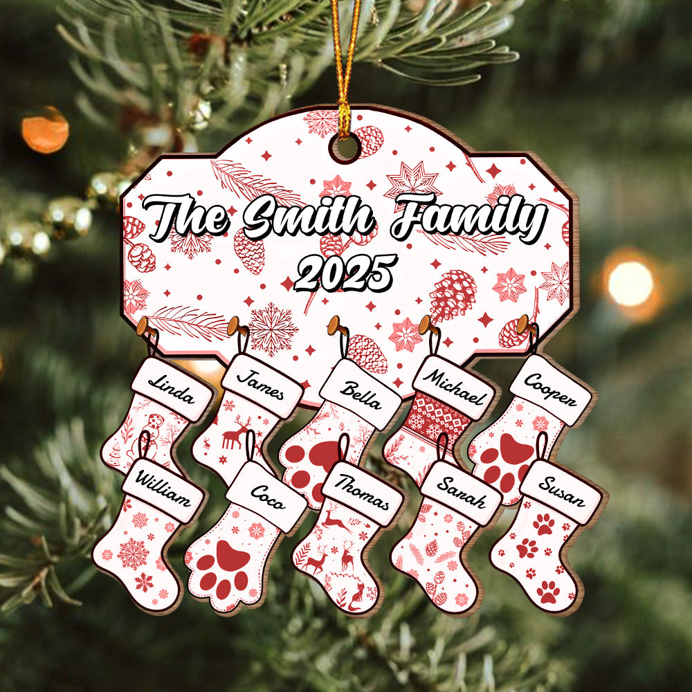 Custom Name Family With Pet - Personalized Wood Ornament LM32 895377