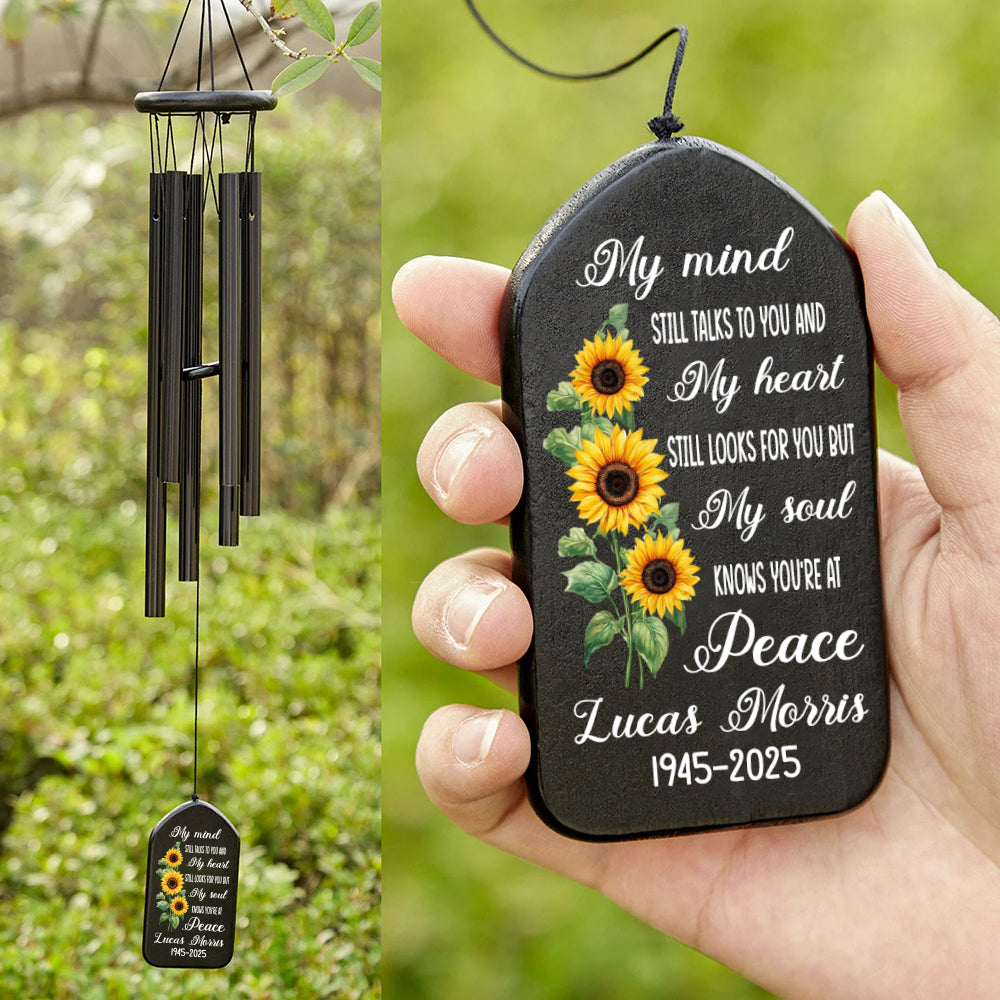 My Mind Still Talks To You Sunflower Personalized Memorial Wind Chimes HA75 892118