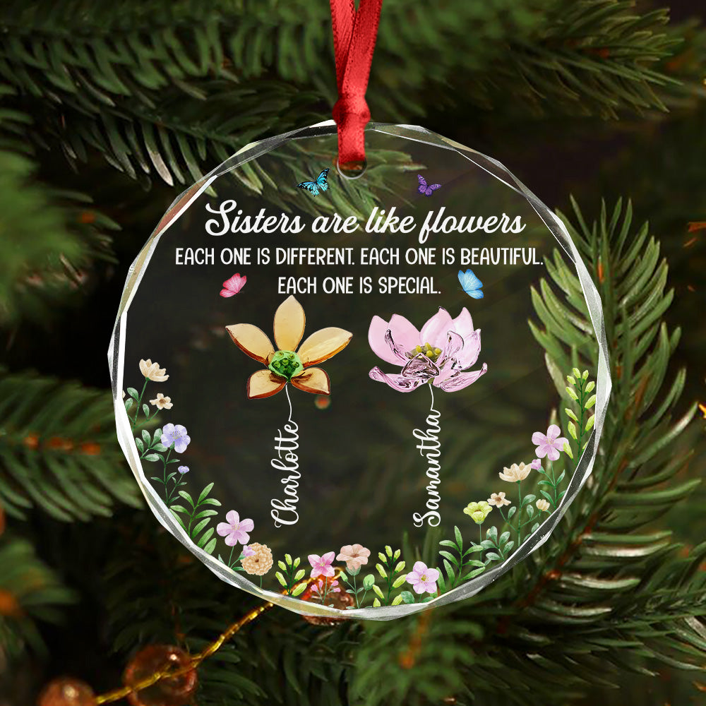 Festive Sister Love - Personalized Glass Ornament TH10 896653