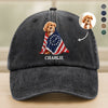 Custom Photo Dog Cat With US 250 Washed Denim Baseball Cap HO82 901260