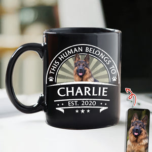 Custom Dog Photo This Human Belong To Black Mug Gift For Dog Lovers LM32 895101