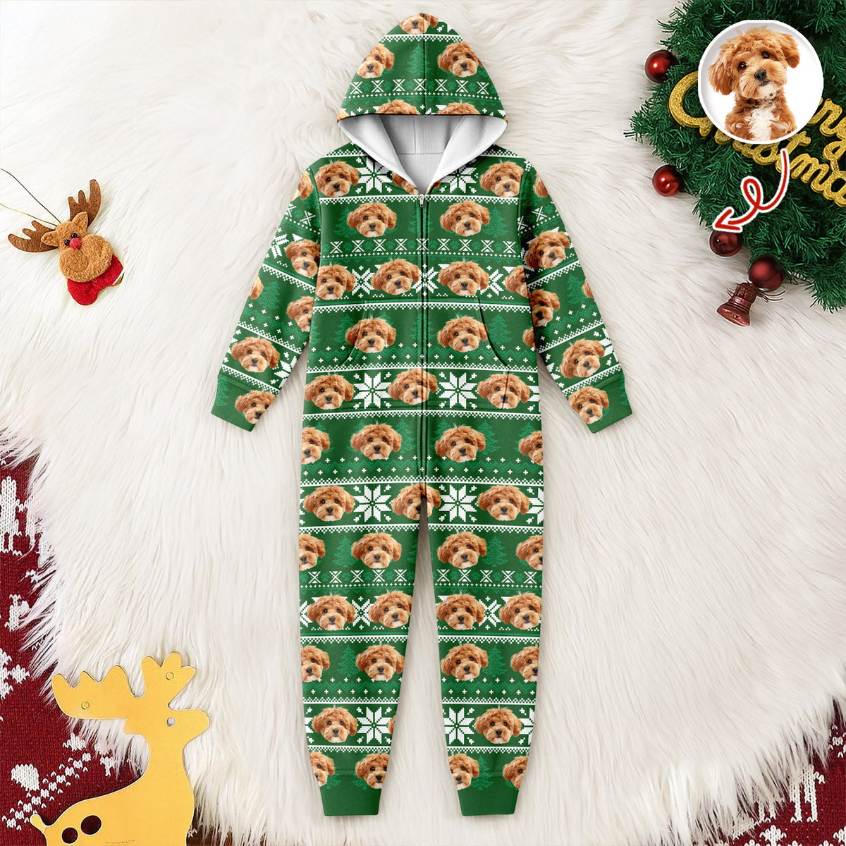 Custom Dog Photo May Your Christmas Be Furry And Bright Onesie Pajamas HO82 900396
