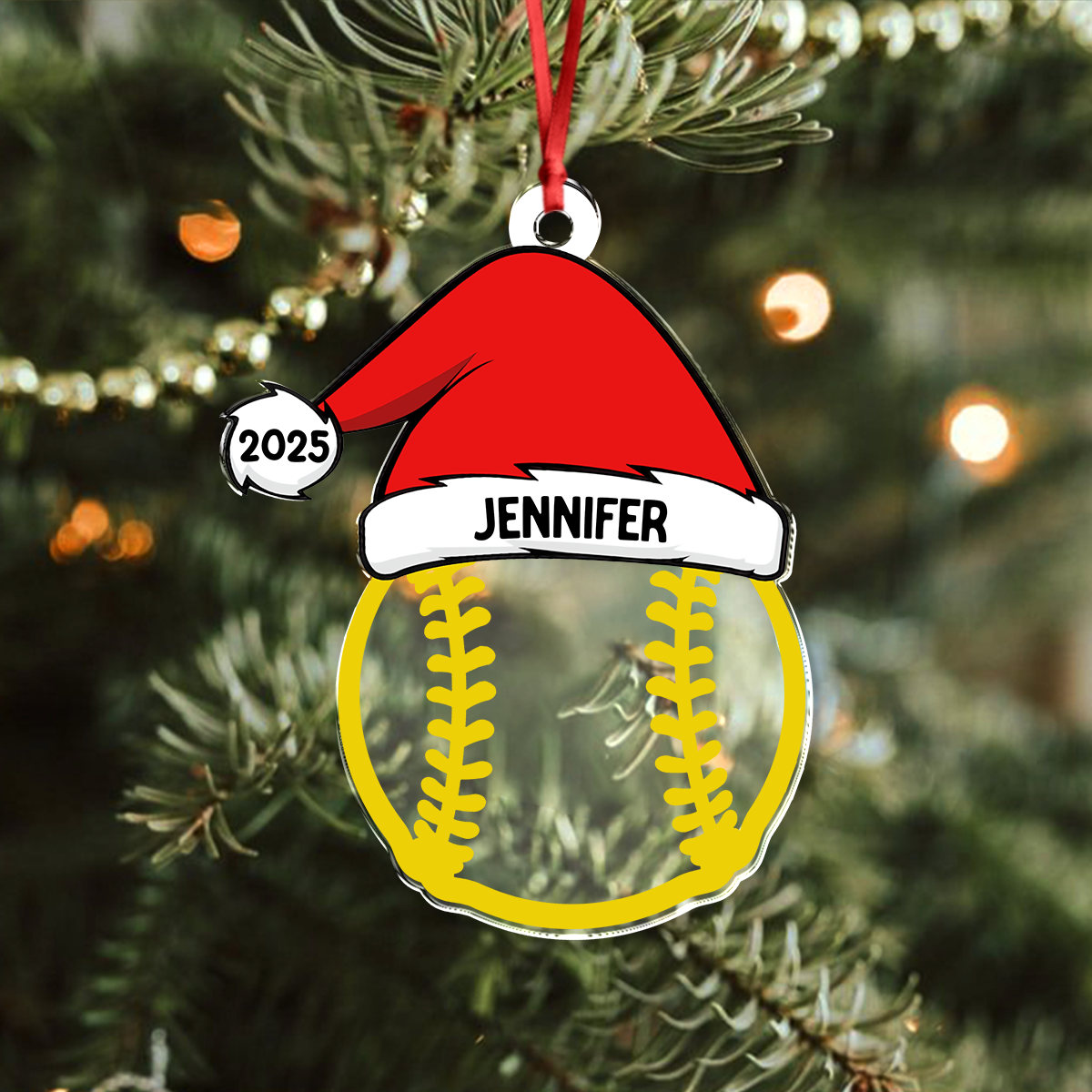 Personalised Baseball Volleyball Sports with Santa Hat Christmas Ornament LM32 893987