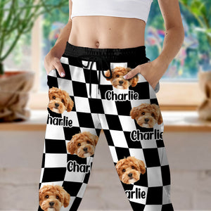 Custom Photo Dog Cat - Checkerboard Street Style Sweatpants HA75 892616