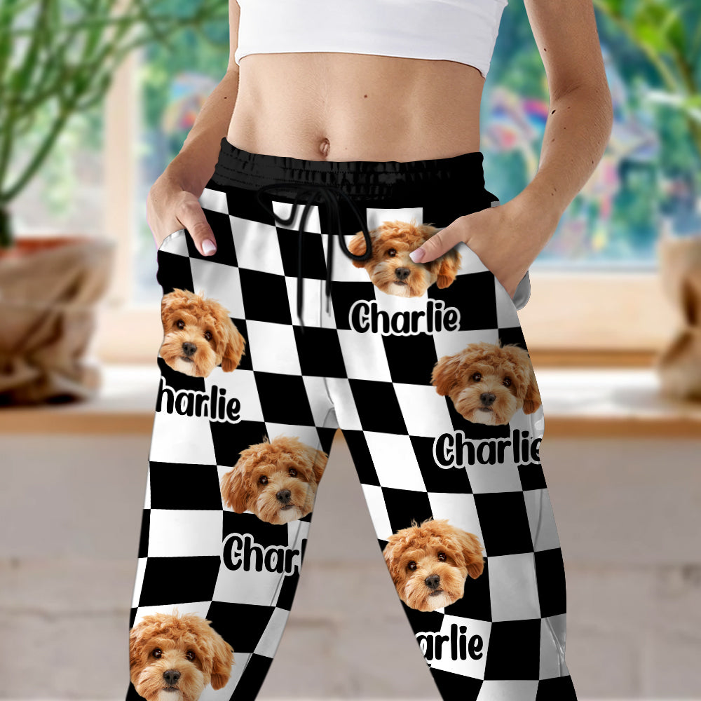 Custom Photo Dog Cat - Checkerboard Street Style Sweatpants HA75 892616