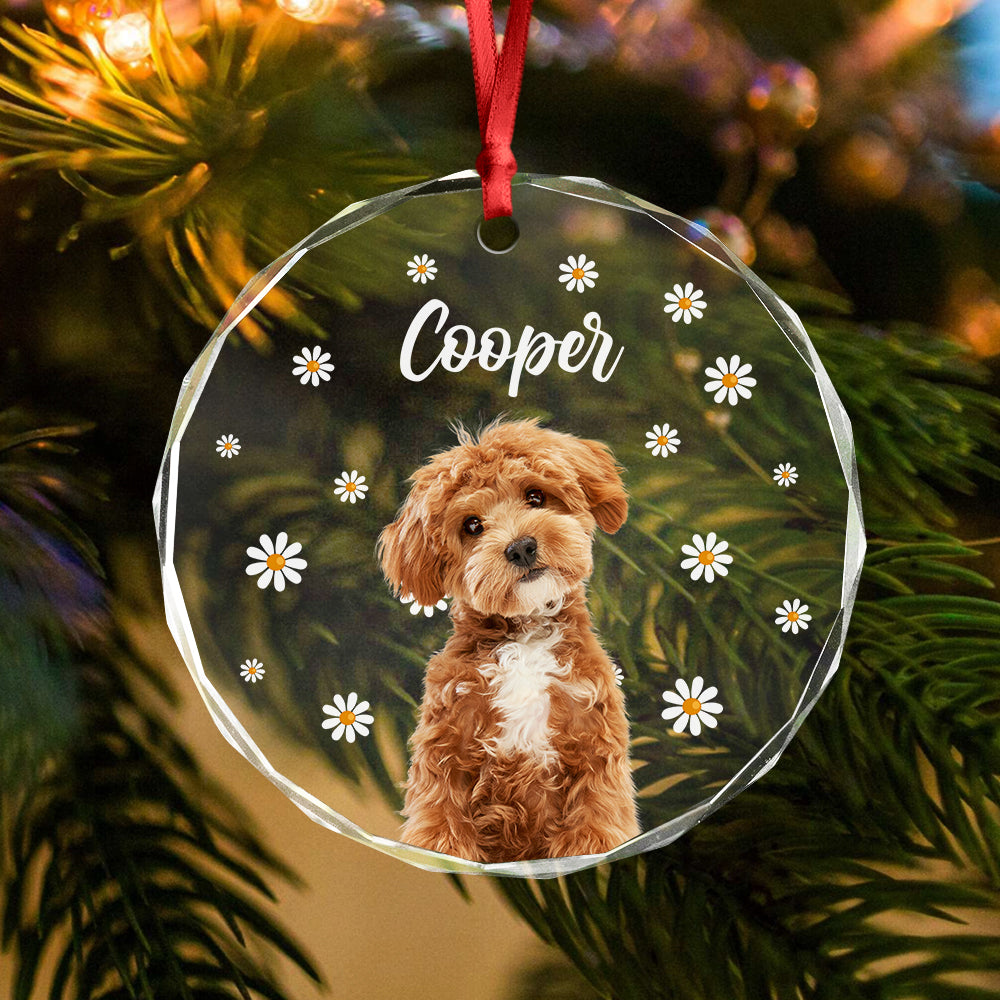 Custom Pet Photo With Icon For Dog And Cat Lovers Glass Ornament TH10 894255