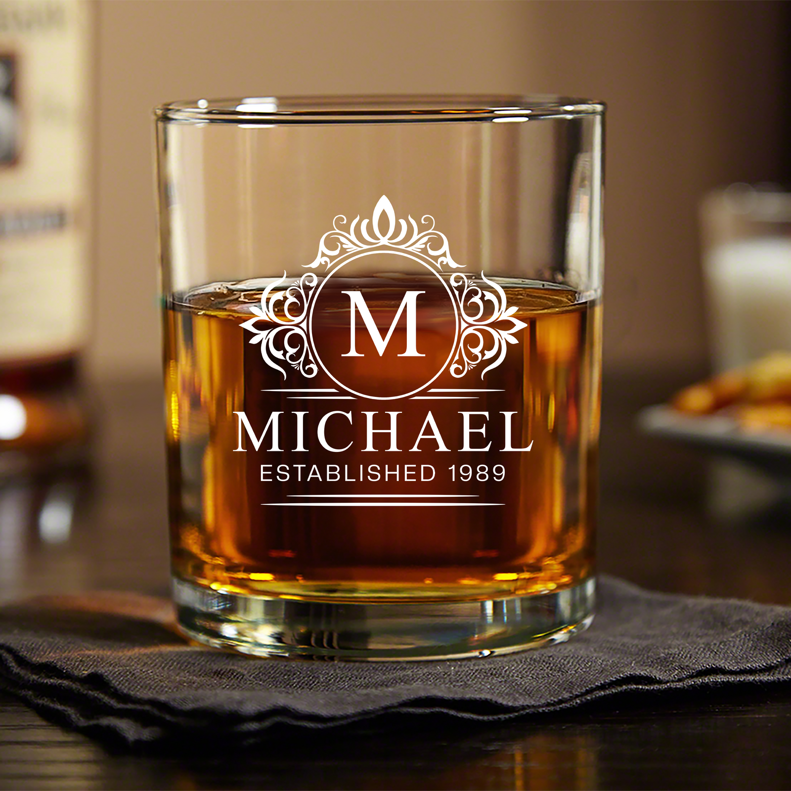 Custom Name And Established Whiskey Glass Gift For Dad TH10 894495
