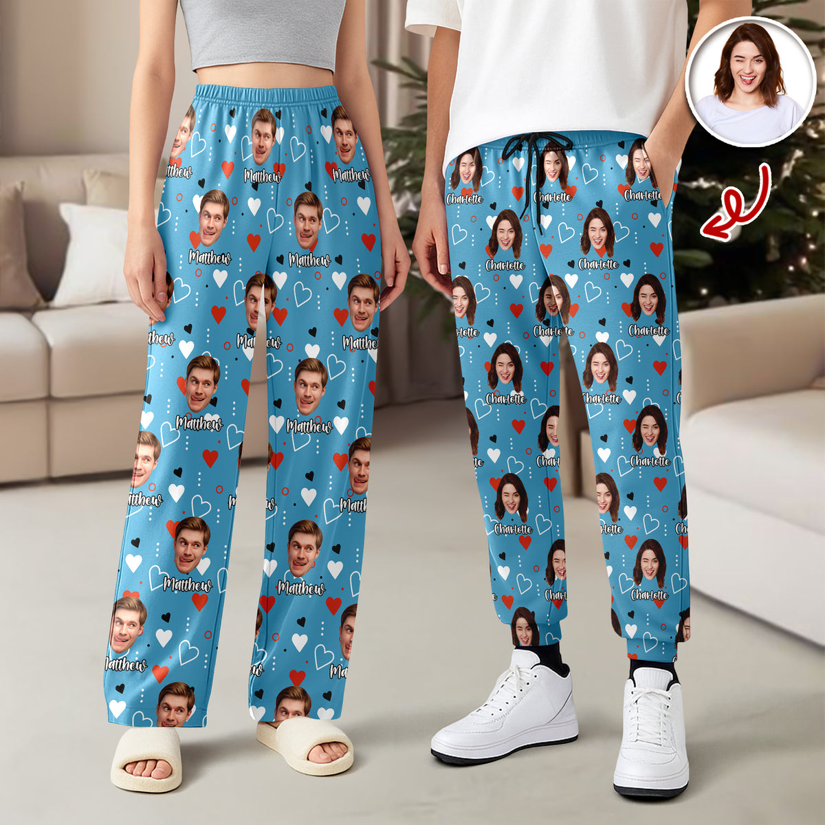 Custom Face Sweatpants Couple Gift, Valentine's Day Gift HA75 898402