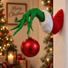 Christmas Ornament Holder Hanger, Resin Green Hand with Santa Sleeve, Funny Christmas Wall Decoration for Home HA75 922136