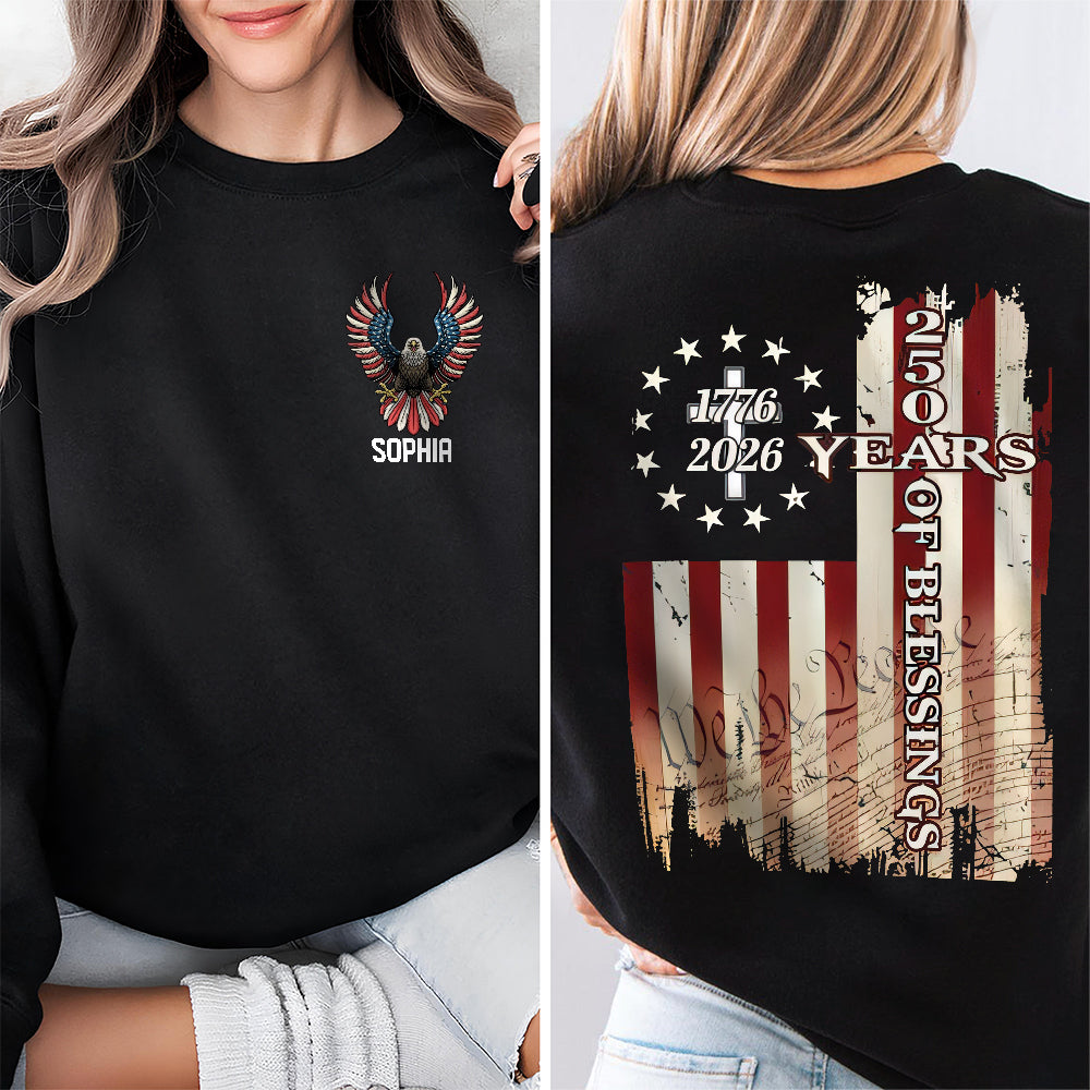Custom Name 250 Years Of Blessing 1776-2026 Christian Back & Front Dark Shirt HO82 901940
