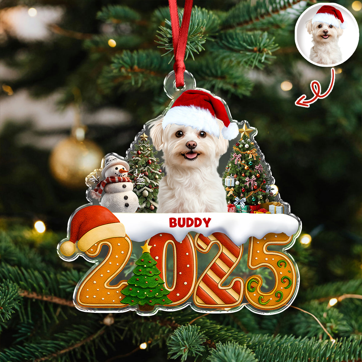 Custom Dog Christmas Cake Crew Photo - Personalized Acrylic Ornament CH07 899704