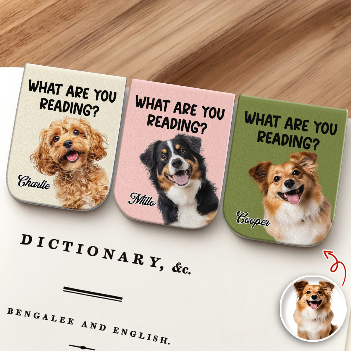What Are You Reading - Custom Dog Photo Leather Magnetic Bookmark For Book Lovers, Dog Lovers CH07 899528