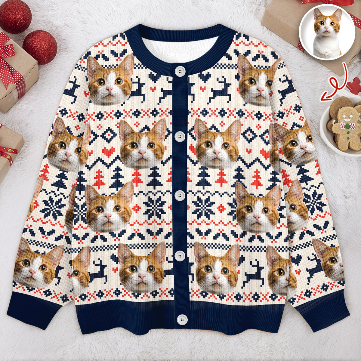 Custom Cat Photo Ugly Cardigan Gift For Cat Lovers LM32 897127