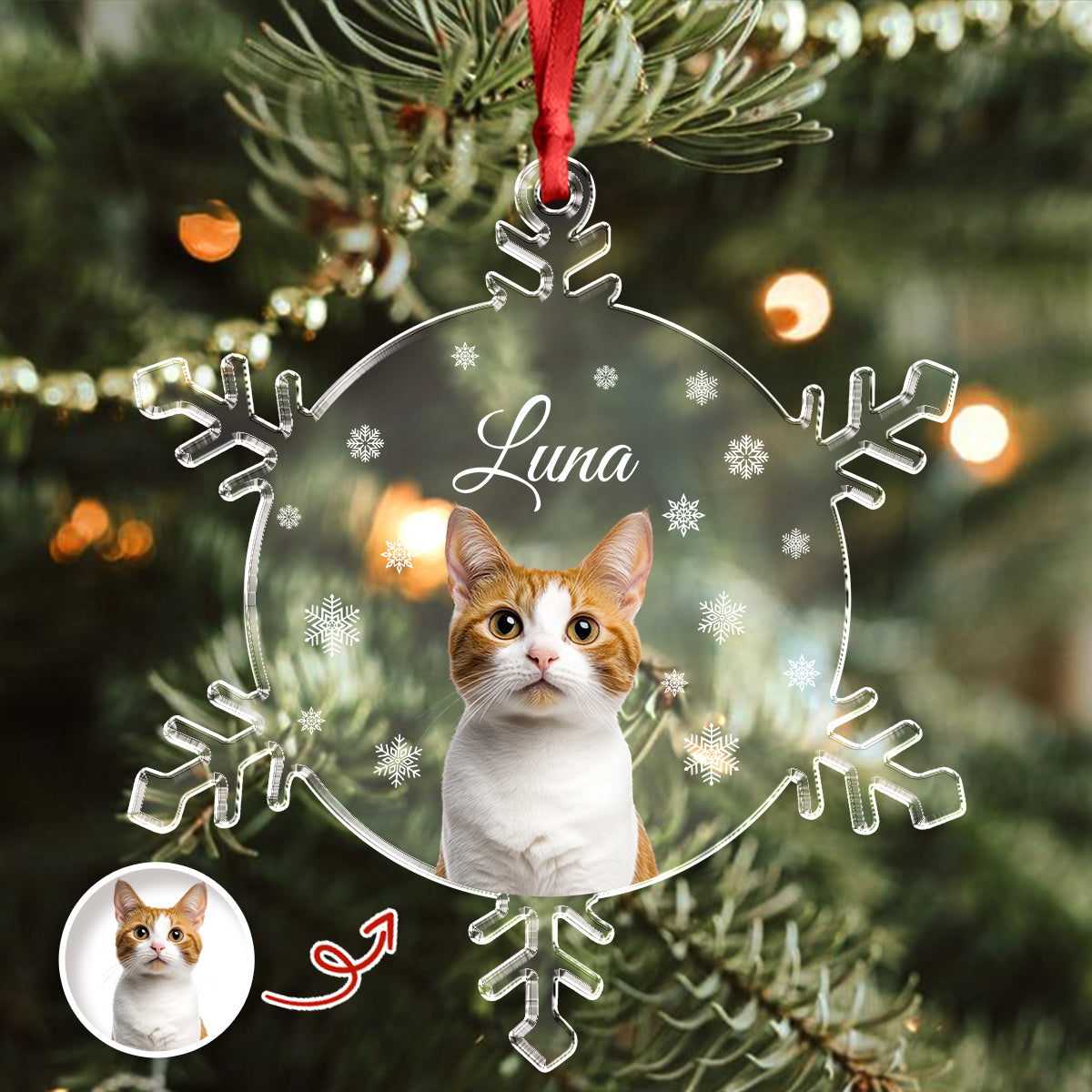 Custom Photo Cat Acrylic Ornament Christmas Gift For Cat Lovers CH07 899090