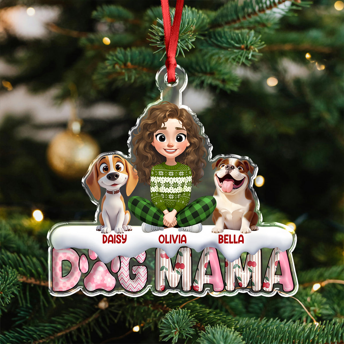 Cherry On Top This Year Dog Mom - Personalized 3D Effect Acrylic Ornament LM32 897179
