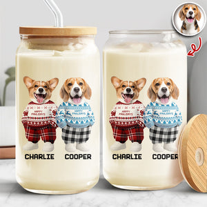 Custom Photo Dog Cat Xmas Clothes Christmas Glass Can With Lid For Dog Cat Lovers CH07 899140