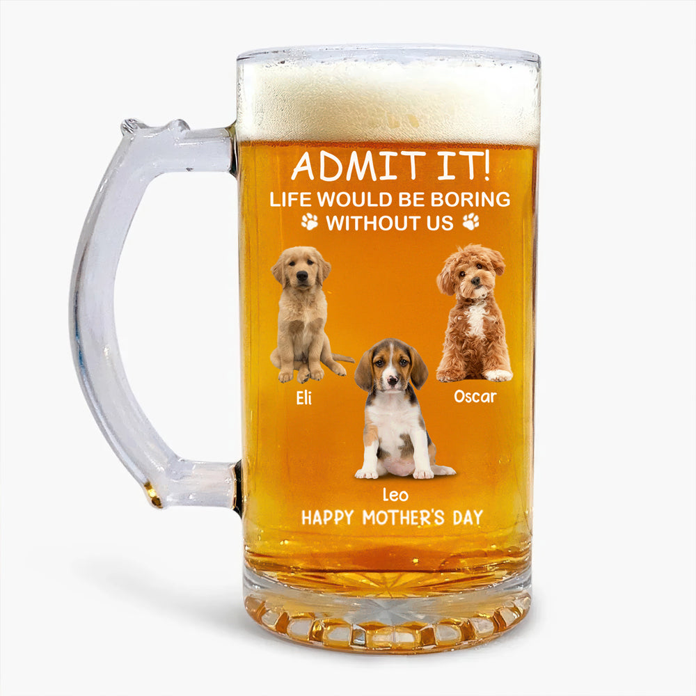 Custom Photo Life Would Be Boring Without Me Dog Cat Print Glass Beer Mug HA75 892090