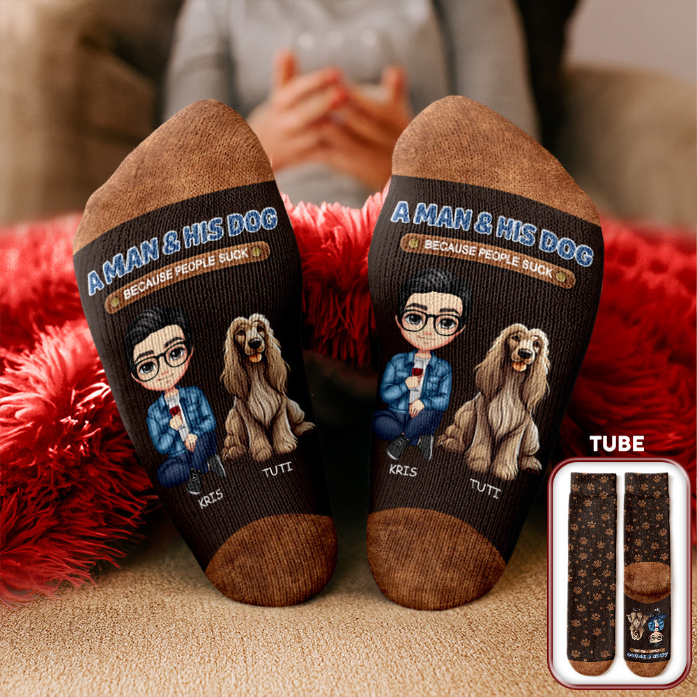 A Gentleman And His Dog - Personalized Crew Socks HO82 894908