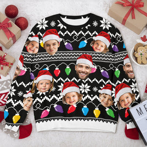 Custom Funny Face Photo Xmas Leds Family Ugly Sweater HO82 900076