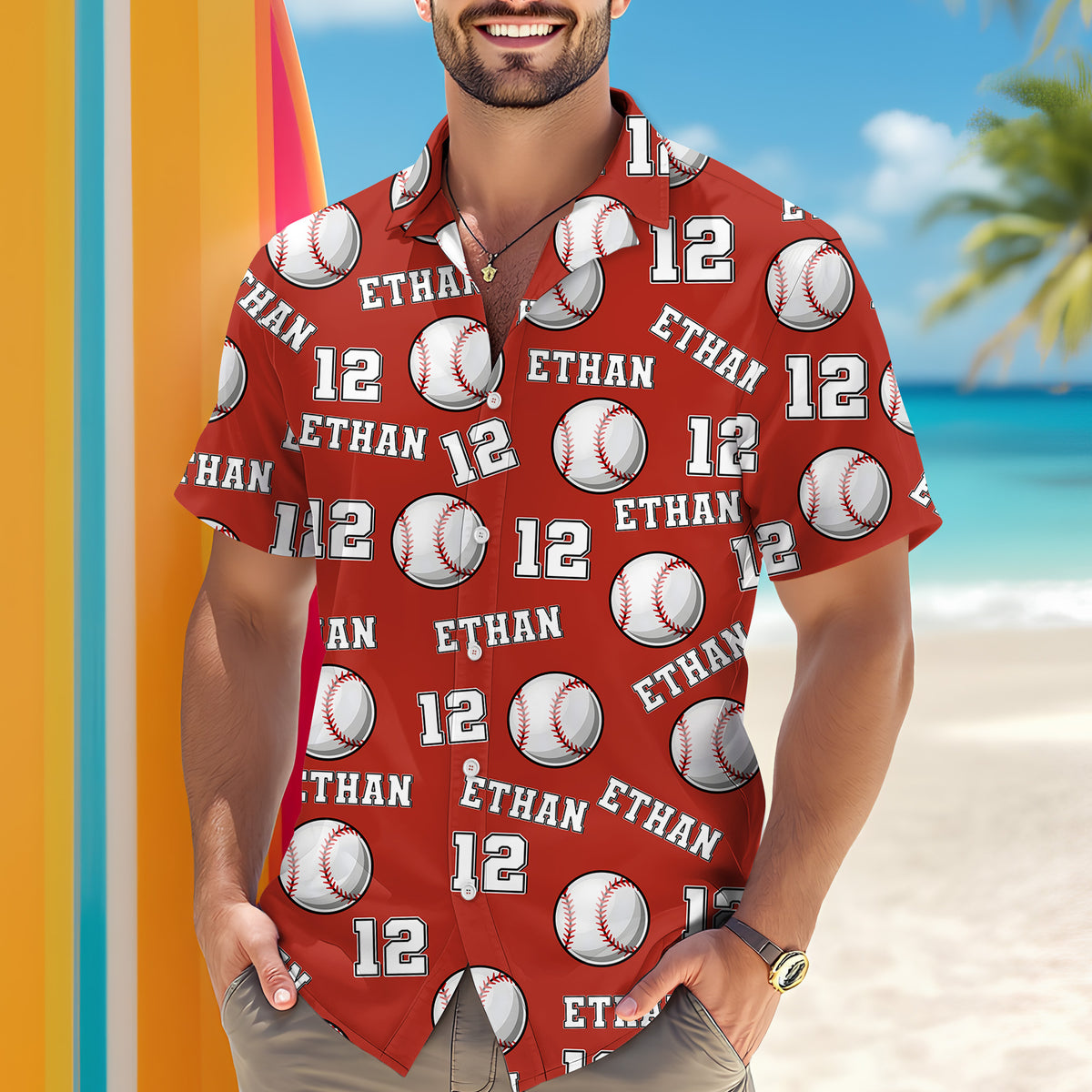 Custom Name And Number Hawaii Shirt For Baseball Player TH10 898197