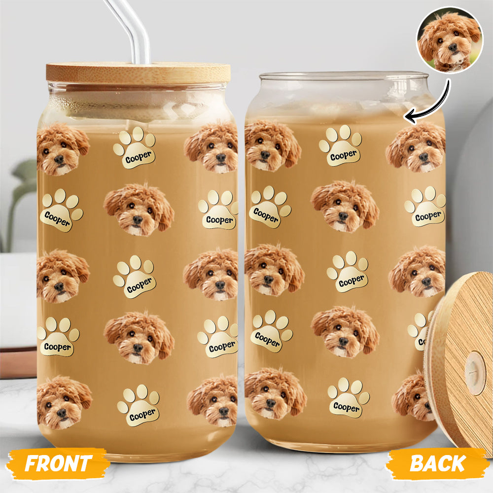 Custom Dog Cat Pet Photo Glass Can With Lid Gift for Pet Lovers HA75 898420