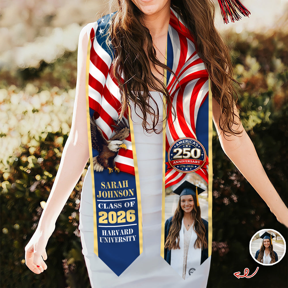 Personalized Graduation Stole US 250 Years 1776-2026 HO82 901514
