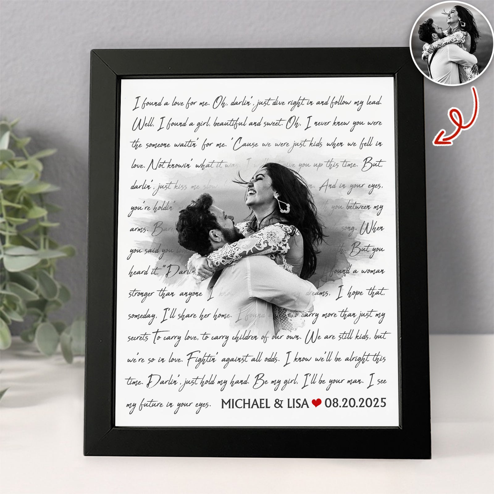 Custom Photo Song Lyrics Wall Picture Frame Valentine Day Gift For Wife Husband LM32 897729