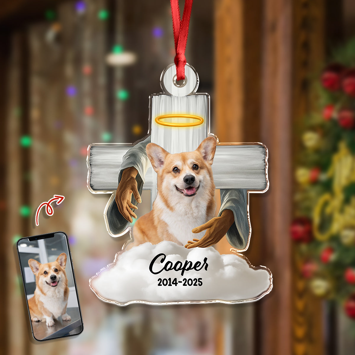 Custom Dog Memorial Photo Dog In Heaven Acrylic Ornament CH07 896636