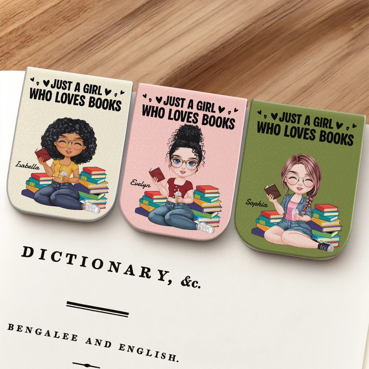 Just A Girl Who Love Books Personalized Magnetic Leather Bookmark gift for Book Lovers CH07 899524