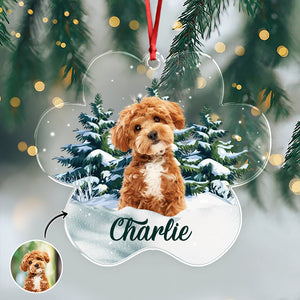 Custom Photo Dog Paw Shaped Acrylic Ornament Christmas Gift For Dog Lovers HA75 897534