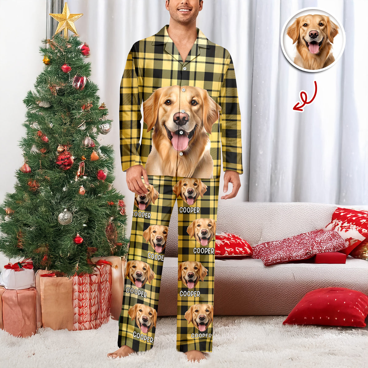 Custom Dog Photo Winter Pattern Pajamas Funny Gift For Dog Lovers CH07 896908