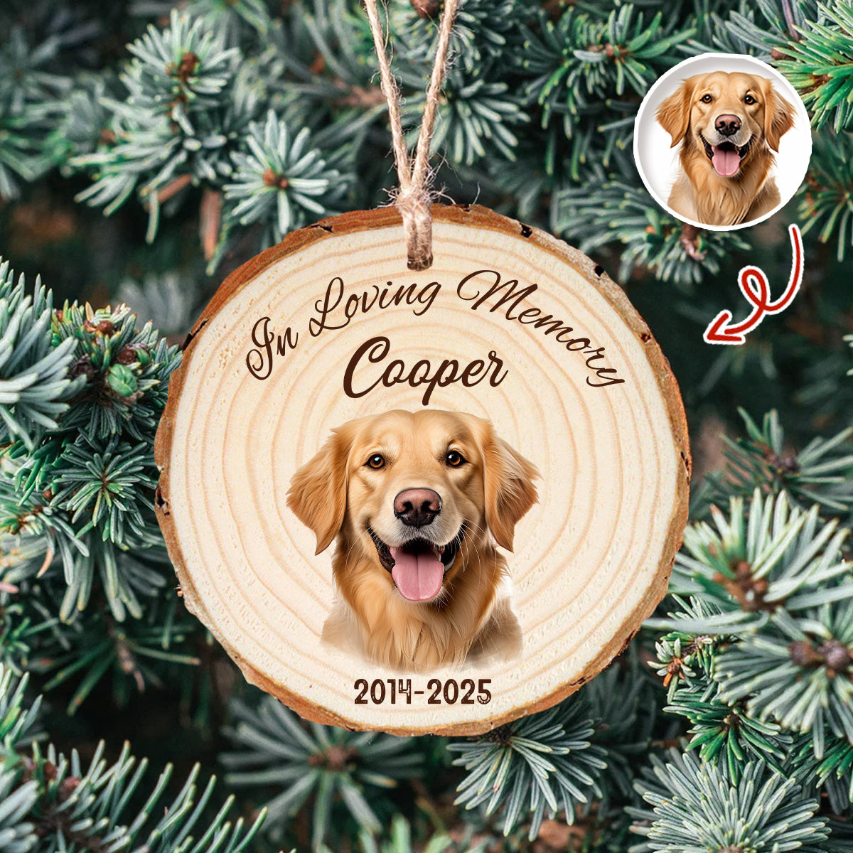 Custom Photo In Loving Memory Personalized Pet Memorial Wood Slice Ornament CH07 899270