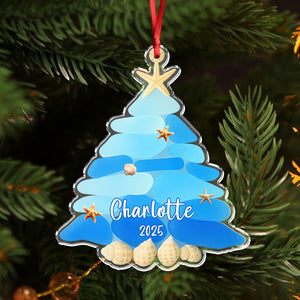 Custom Baby Name & Year Sea Glass Christmas Acrylic Ornament LM32 897101