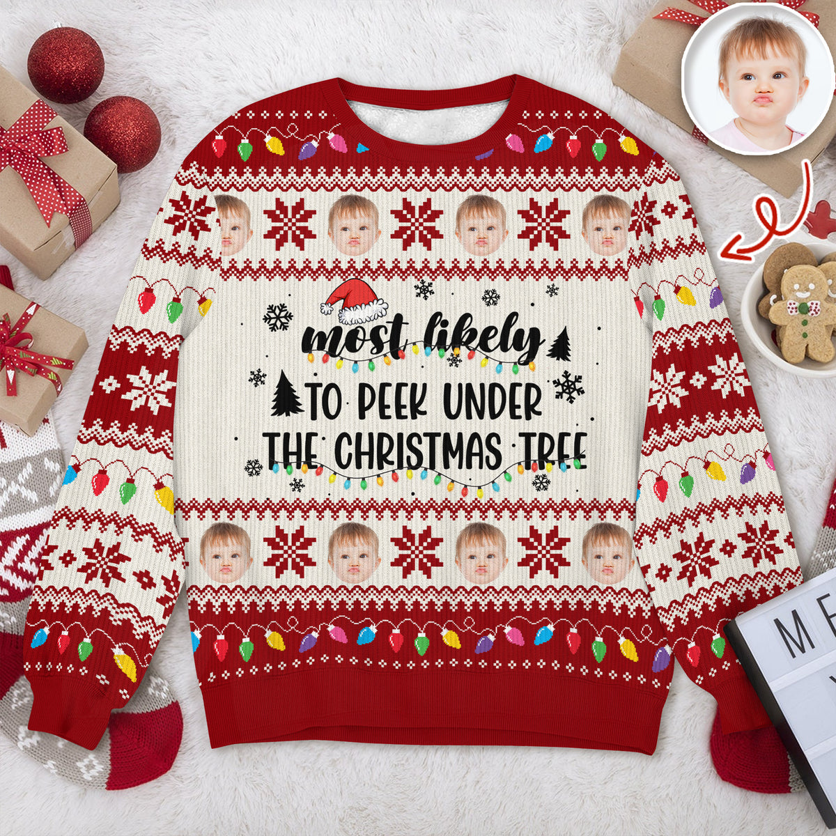 Custom Photo Most Likely To Christmas Personalized Ugly Sweater CH07 896410