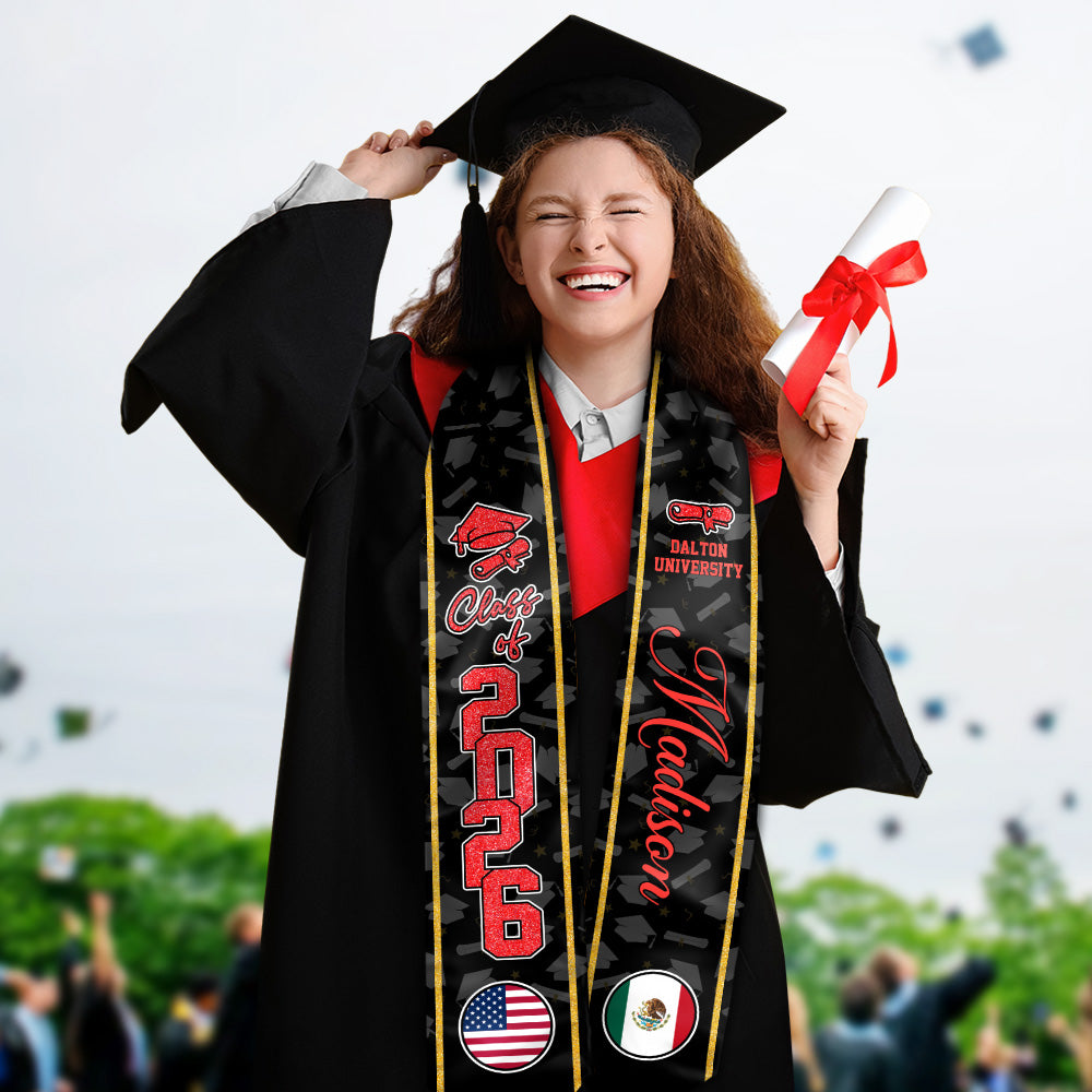 Class of 2026 Graduation Stole with Custom Name & Country Flag TH10 898309