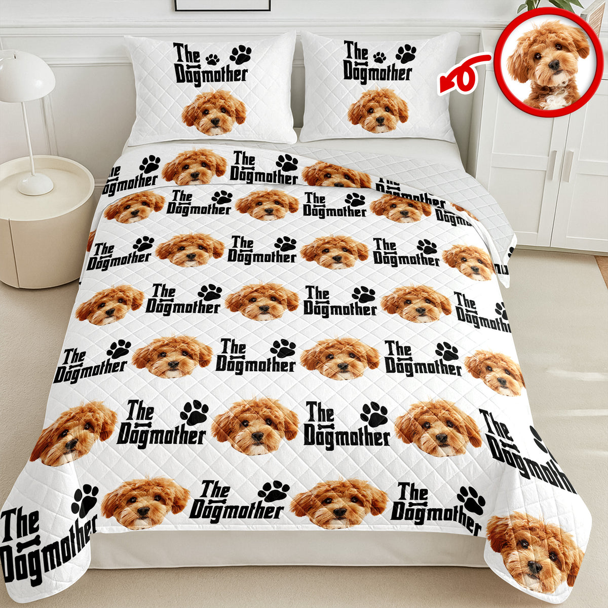 Custom Puppy Photo The Dog Father with Pawprints - Quilt Bedding Set LM32 897275