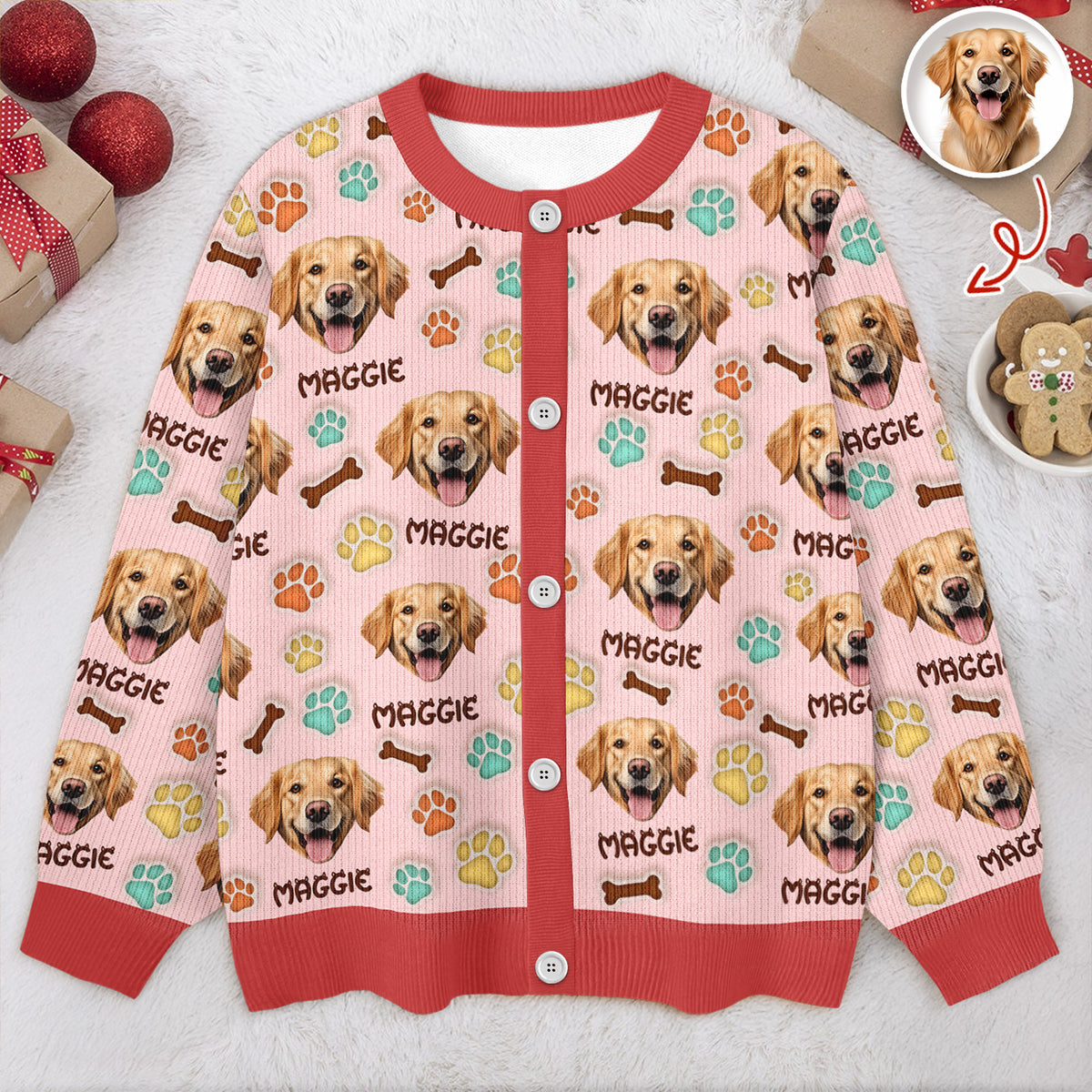 Custom Pet Photo 3D Inflated Effect Printed Ugly Cardigan Gift For Pet Owners, Pet Lovers LM32 897253