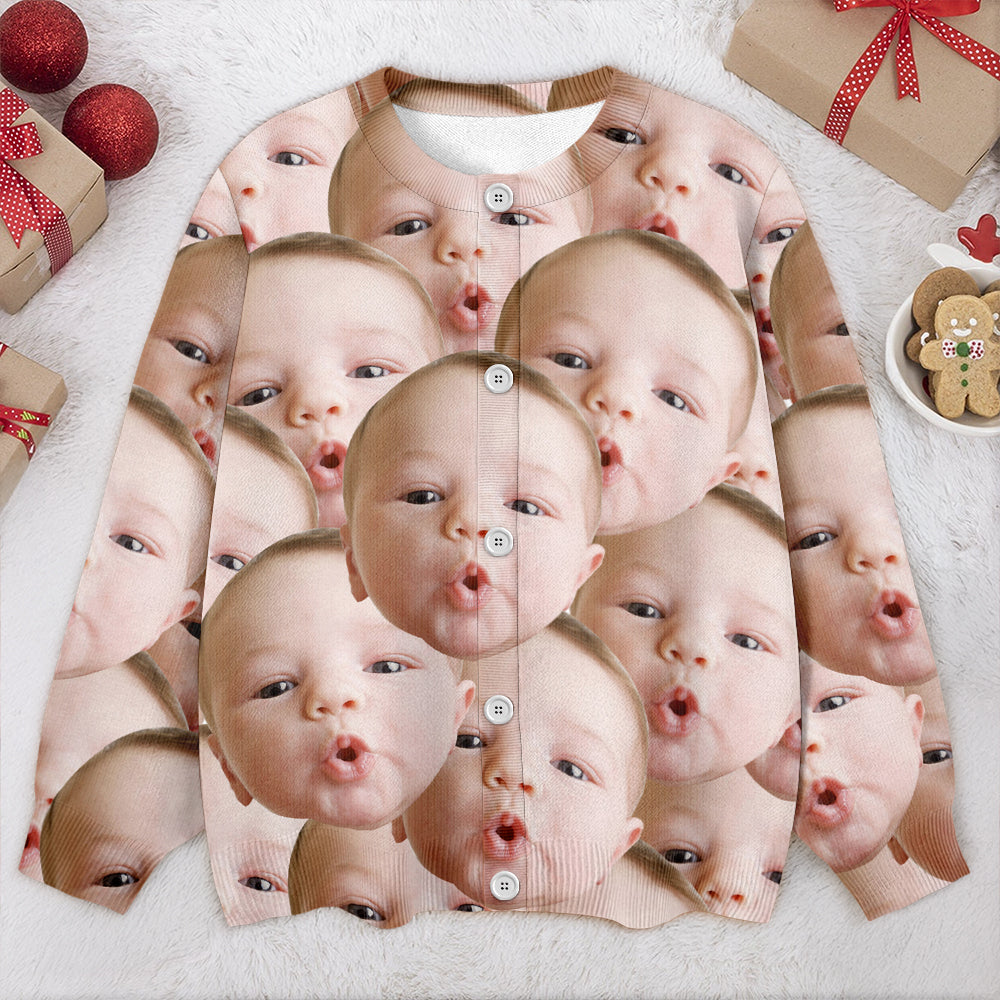 Custom Funny Kid Face Cardigan Gift For Family CH07 899826