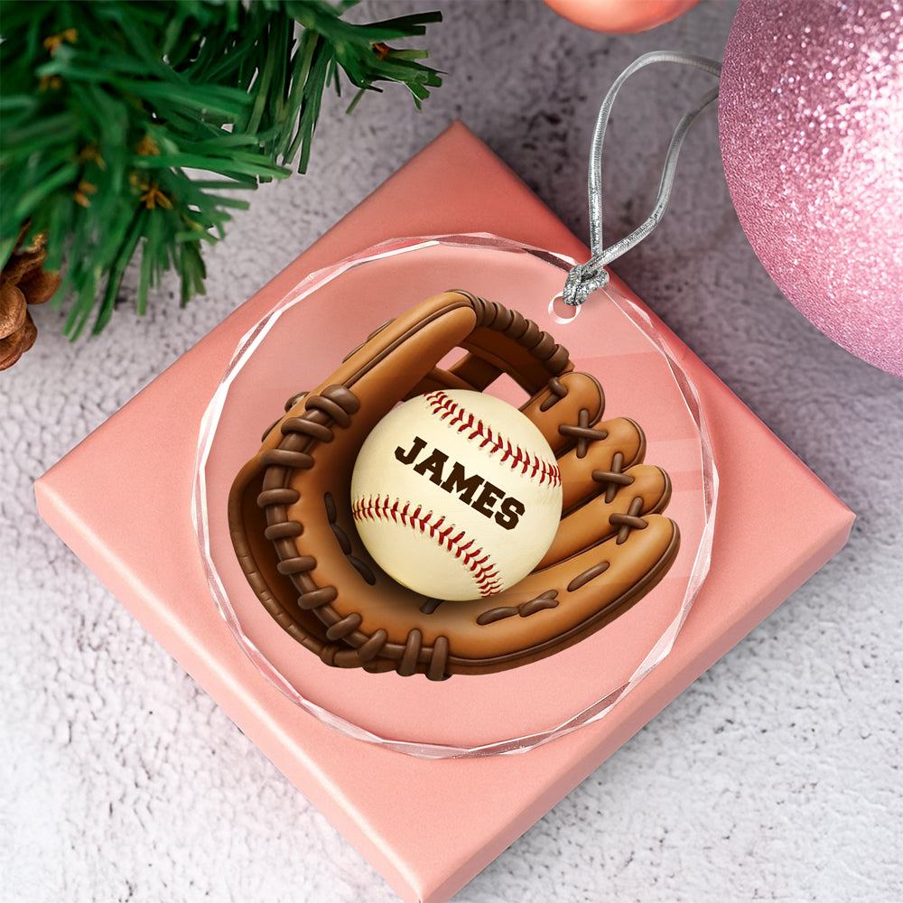 Custom Baseball Family Name Glass Ornament TH10 896475