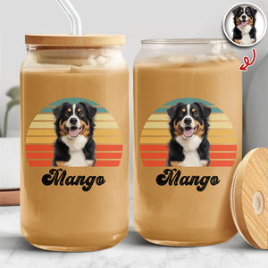 Custom Dog Photo And Name On Glass Can With Lid Gift TH10 896785