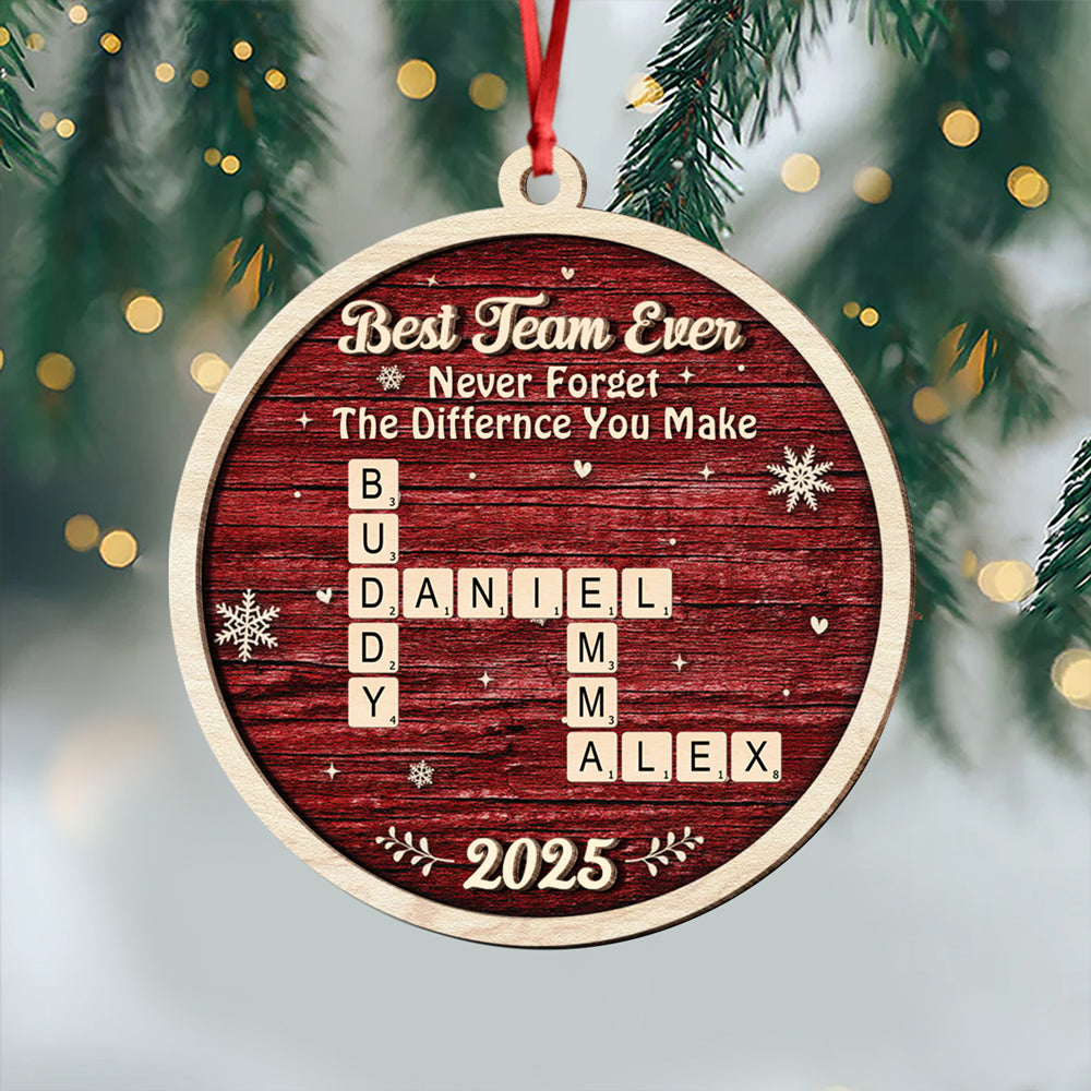 Best Team Ever Scrabble Christmas 2 Layers Wooden Ornament LM32 897119