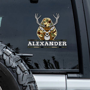 Custom Name Vintage Camo Deer Hunting Car Window Decal Sticker LM32 897297
